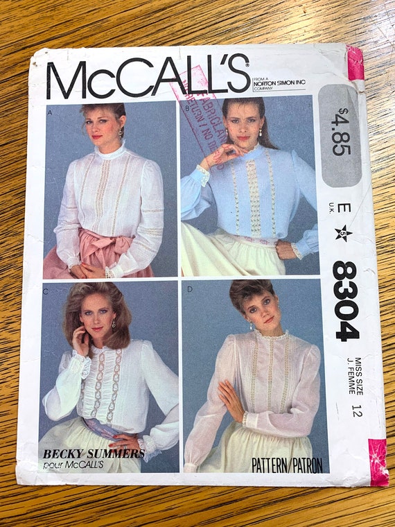 Vintage 80s High Necked Blouse with Puff Sleeves (Cottagecore Style) Size  12 (Bust 34