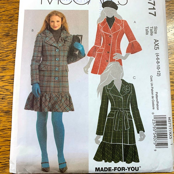LOLITA Princess Seamed Jacket with Hem Ruffle, Funky Winter Coat - Choose Your Size - UNCUT ff Sewing Pattern McCalls 5717