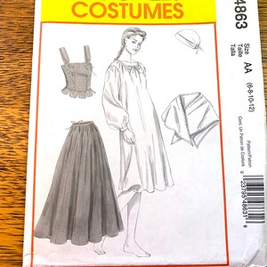 DIY Renaissance Costume: Dirndl Skirt, Corset Top, Chemise, Cap, Shawl - Choose Your Size - UNCUT ff Sewing Pattern McCalls 4863