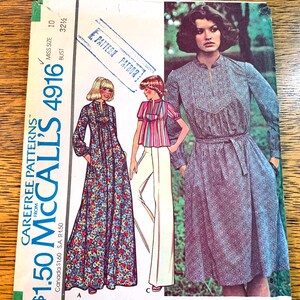 Caftan HIPPIE des années 1970, haut tunique bohème et pantalon - taille 10 (buste 32,5") - patron de couture VINTAGE McCalls 4916