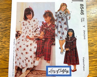 DESIGNER Girl's Traditional Nightgown, Modest Ruffled Nightie - Size (XS - S) - UNCUT ff Sewing Pattern McCalls 8546