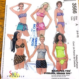 DIY Swimsuits - String Bikini, Halter Top, Boy Short, Athletic Bra - Size (6 - 8 - 10) - UNCUT ff Sewing Pattern McCalls 3566