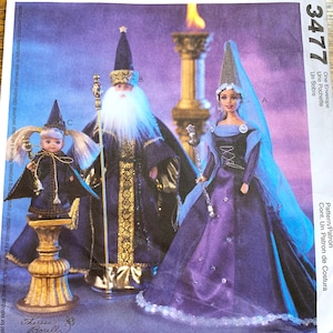 Magical Fashion Doll Costumes: Fantasy Princess, Wizard, & Sorceress Clothing - UNCUT ff Sewing Pattern McCalls 3477