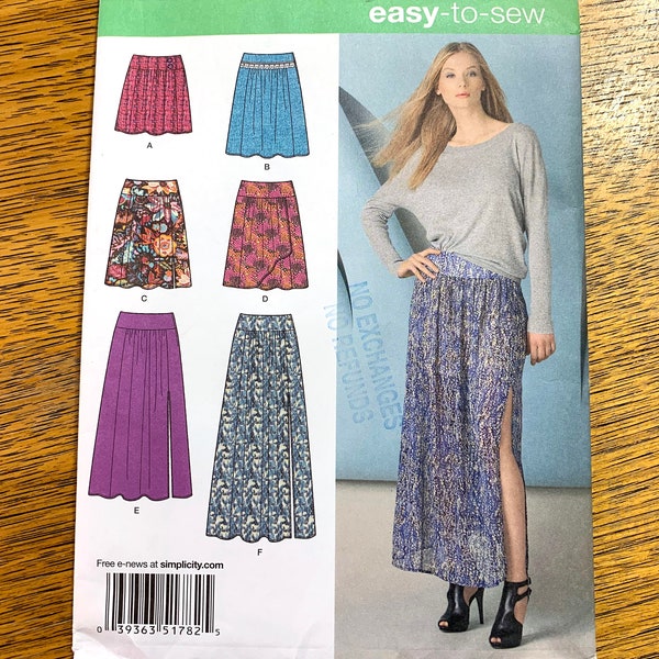 BOHO Yoked Skirt, Mini, Midi or Maxi with Thigh High Slit - Size (6 - 14) - UNCUT ff Sewing Pattern Simplicity 1782