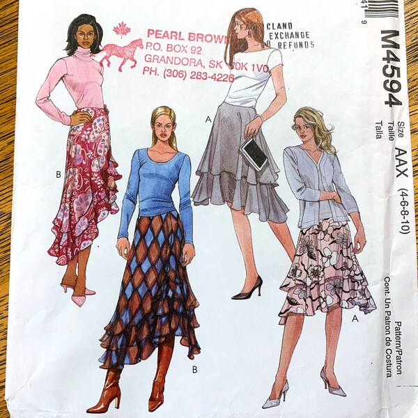 Y2K Fit and Flare Flamenco Skirt with Asymmetric Hemline, Layered Look - Size (4 - 10) - UNCUT ff Sewing Pattern McCalls 4594