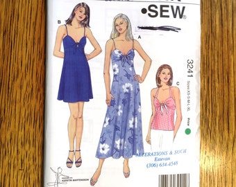 DIY Empire Sundress with Front Ties, Halter Tank Top - Size (Xs - Xl) - UNCUT ff Sewing Pattern Kwik Sew 3241