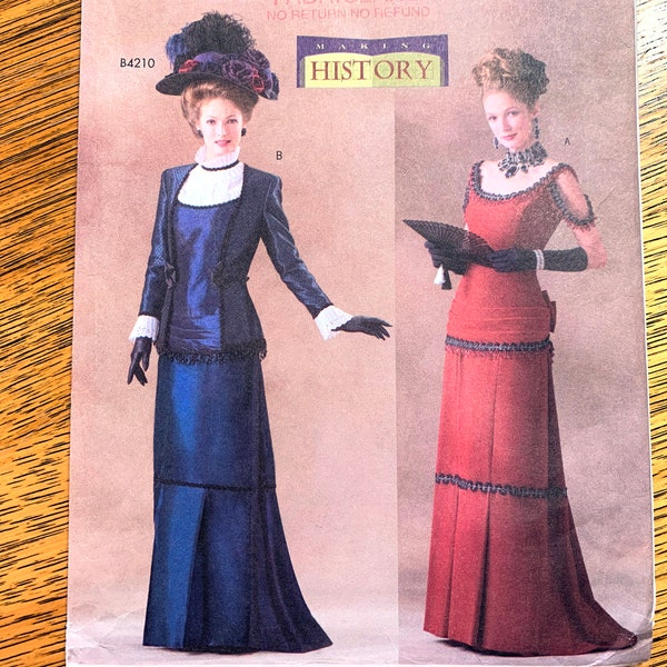 Victorian Costume, Saloon Girl Historical Dress, Bustle Gown and Jacket - Size (12 - 16) - UNCUT ff Sewing Pattern Butterick 4212