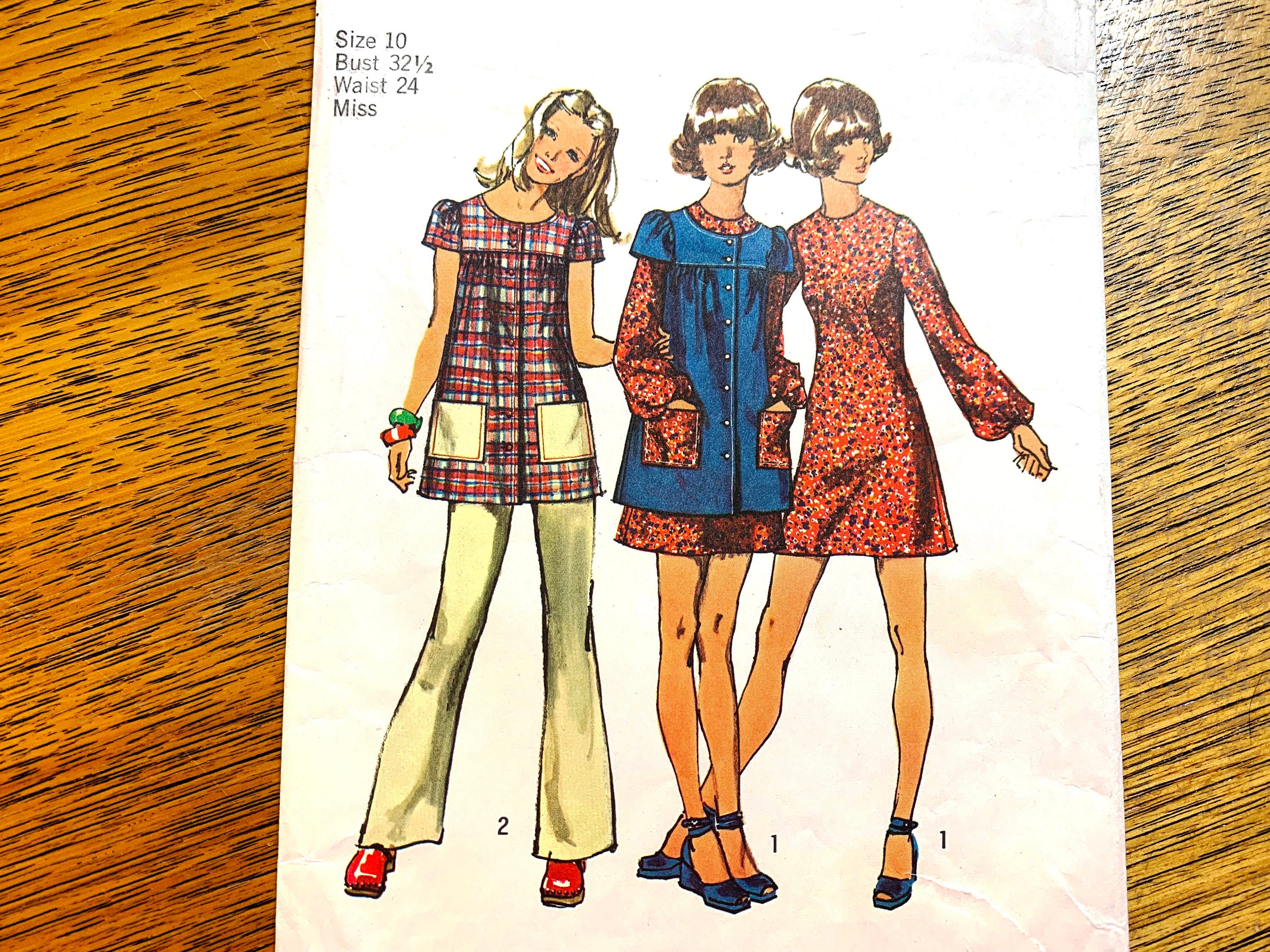 CUTE 1970s Yoked Smock Top, Pinafore, Dress & Straight Pants