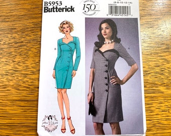 RETRO 50s Inspired Designer Gertie Sweetheart Sheath Dress - Size (6 - 14) - UNCUT ff Sewing Pattern Butterick 5953