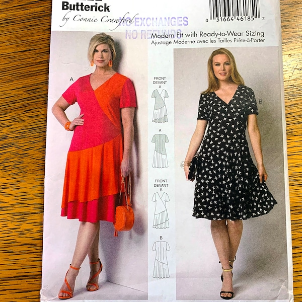 CHIC Asymmetrical Color Block Sundress by DESIGNER Connie Crawford - Plus Size (Xxl - 6X) - UNCUT ff Sewing Pattern Butterick 6222