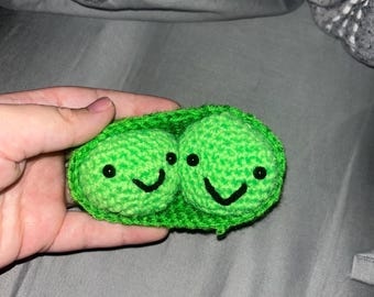 Mini Two Peas in a Pod Crochet Plush • Tiny Amigurumi Peas • Cute Friendship Gift • Kawaii Pea Pod