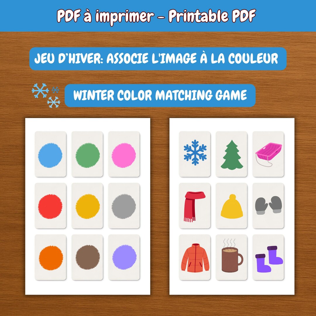Winter Color Matching Game – Printable Kids Activity • 9 Winter Picture ...