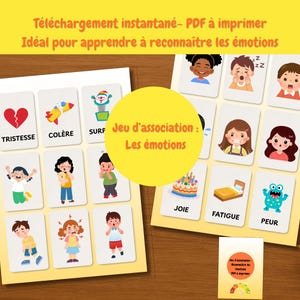 Matching Game: Emotions - Observation - Vocabulary - Emotion Management / Suitable for children with ASD or ADHD / Preschool / Printable PDF