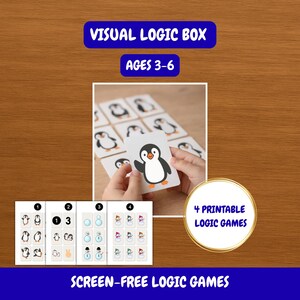 Printable Logic Games Pack – Winter Edition – 4 Preschool Observation & Reasoning Activities – PDF