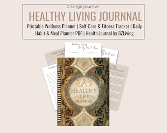 Healthy Living Journal | 12-Month Printable Wellness Planner | Self-Care, Fitness & Habit Tracker | Daily Health Planner PDF