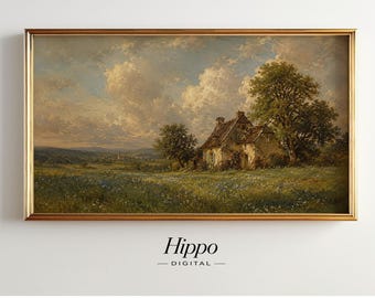 Barbizon Landscape Frame TV Art, Vintage French Countryside TV Art, Moody Cottage Landscape, Samsung Frame TV Digital Art, 16:9 Download