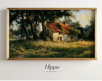 Barbizon Cottage Frame TV Art, French Countryside Landscape, Rustic Cottage Painting, Samsung Frame TV Art, Vintage Digital Download