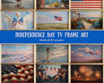 Patriotic Frame TV Art Bundle Set of 12, 4th of July Samsung Frame TV Art, American Flag Summer Screensaver, Independence Day TV Art