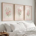 French Pink Floral Wall Art Set of 3, Vintage Botanical Prints, Cottagecore Decor, Shabby Chic Gallery Wall, Printable Wall Art product logo