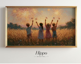 Patriotic Frame TV Art, Fourth of July Fireworks Screen Saver, Americana Summer Samsung Frame TV Art