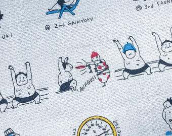 Toalla japonesa Tenugui para sauna de sumo, 33x100 cm, tapiz de pared de tela de algodón, fabricada en Japón, regalo divertido de Totonotta Sauna para aficionados al sumo.