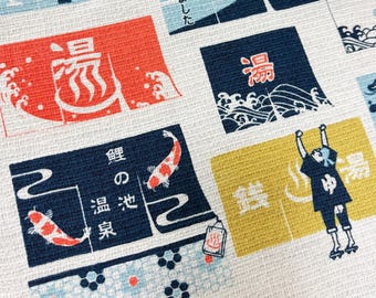 Asciugamano giapponese Onsen Noren Tenugui, 33x100 cm, in cotone, prodotto in Giappone.