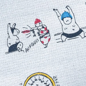 Sumo Sauna Japanese Tenugui Towel, 33x100 Cotton Fabric Wall Hanging, Made in Japan, Funny Totonotta Sauna Gift for Sumo Fans