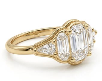 3 Carat Criss Cut Moissanite Ring | 18K Solid Gold Vintage Bridal Proposal