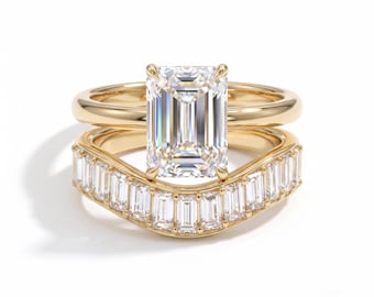 2.25 CT Emerald Cut Moissanite Engagement Ring, Solitaire Bridal Ring, Minimalist Wedding Jewelry