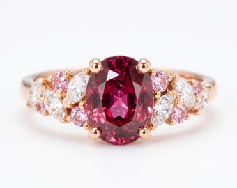 Oval Ruby Ring, 2 Carat Gold Vermeil Sterling Silver, Vintage Engagement Promise, July Birthstone