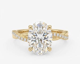 14k gold solitaire ring , oval Cut IGI Lab Grown Diamond, halo engagement ring