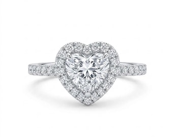 2 Carat Heart Cut Moissanite Engagement Ring, 14K Gold Vintage Bridal Ring