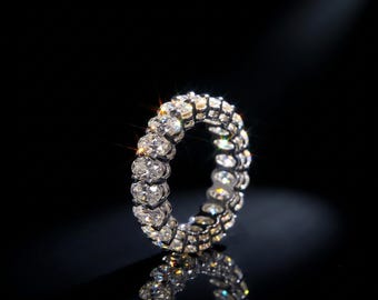 3 CT Oval Diamond Eternity Band • 14K White Gold Full Eternity Ring (Moissanite Option)