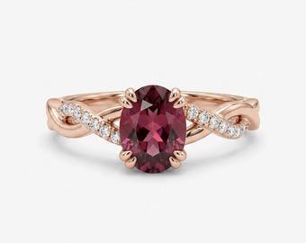 Oval Cut Pink Moissanite Engagement Ring 14k Gold Pave Setting Bridal Promise Ring