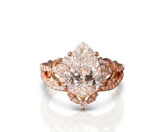 14k gold Engagement Ring ,Pear cut IGI Lab Grown Diamond