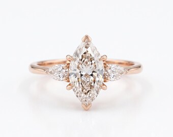 1.75 Carat Marquise Cut Diamond Engagement Ring, Solitaire Bridal Ring, Luxury Jewelry for Women