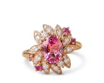 14K Gold Pink Lab-Grown Diamond Wedding Ring, Promise Ring
