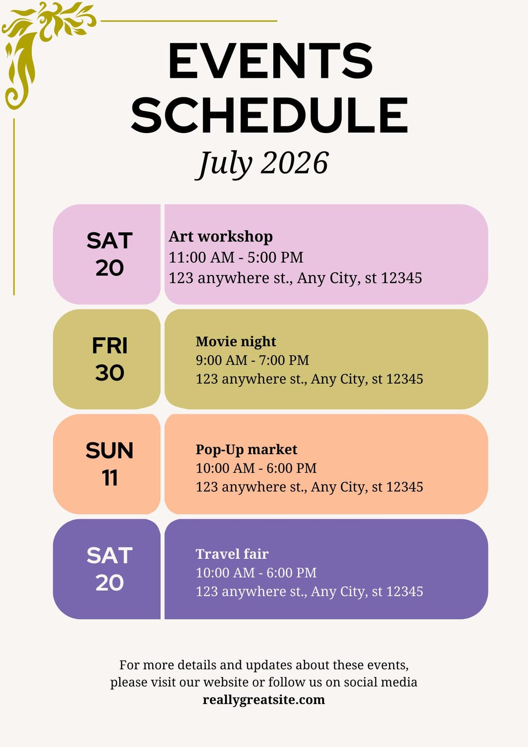 Evennt Rundown Example Event Schedule Template – Modern Digital Rundown (customizable ...
