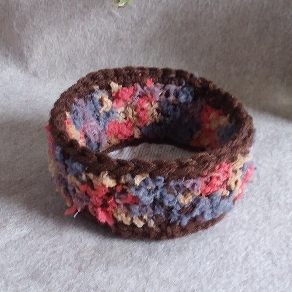 Crochet Candy Bowl: brown orange fall bowl