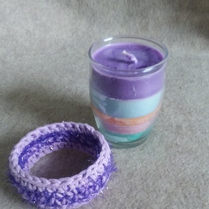Small Rainbow Soy Candle with Crochet Deco (shipping included)