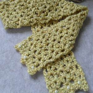 Yellow Spring Scarf Crochet light weight Beaded-ends image 3