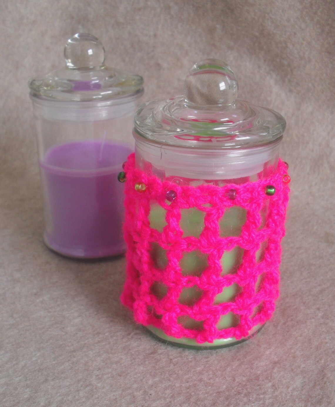 Candle Deco Covers Crochet Candle Cover Colorful Decorative Etsy