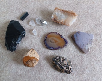 Polished Stones DIY jewelry assorted lot: crystal amethyst plus