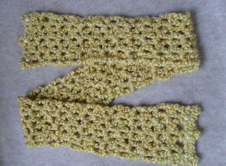 Yellow Spring Scarf Crochet light weight Beaded-ends image 4