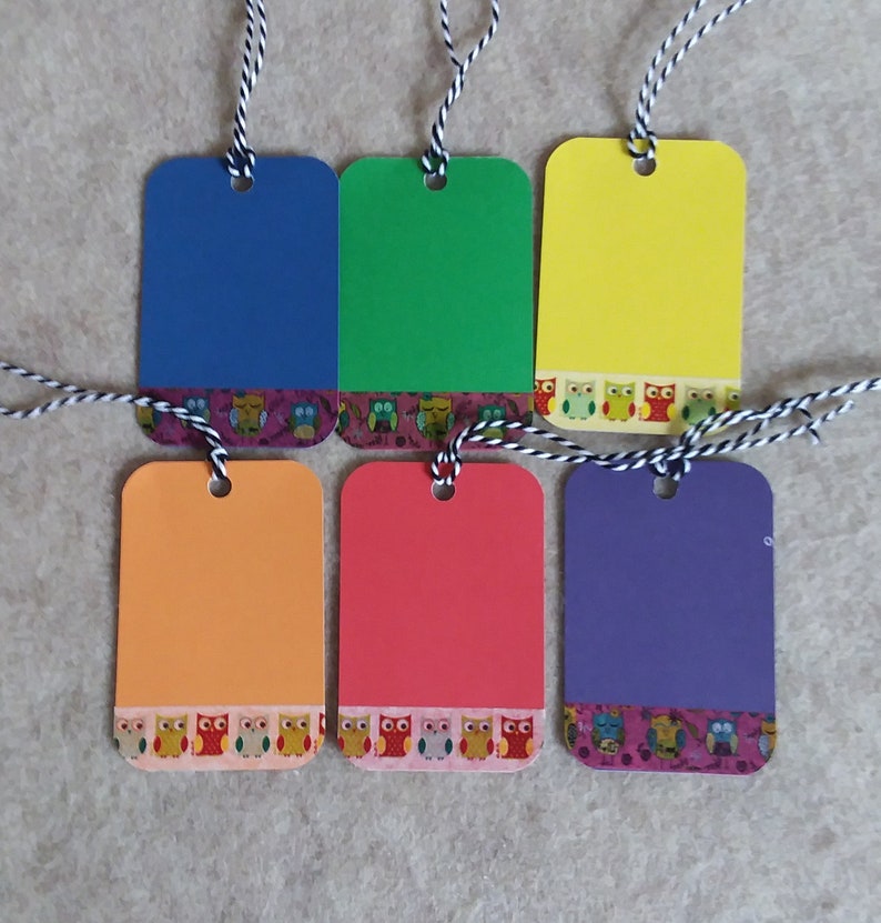 Colorful Owl Gift Tags multi-colors pack of 6 image 0