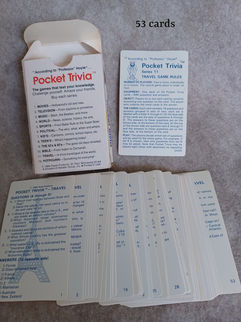 Jeu de voyage Pocket Trivia série 11 1984 image 2