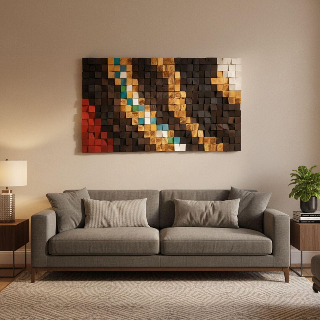 Handcrafted Geometric 3D Wood Wall Art – Modern Wooden Sculpture ...