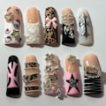 Y2K Leopard Press On Nails | Hello Kitty 3D Pearl Handmade Nails product logo