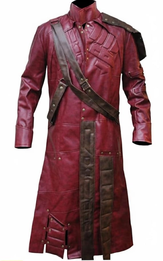 Men Guardians of the Lord Peter Galaxy Star Quill Trench faux Leather Long Coat