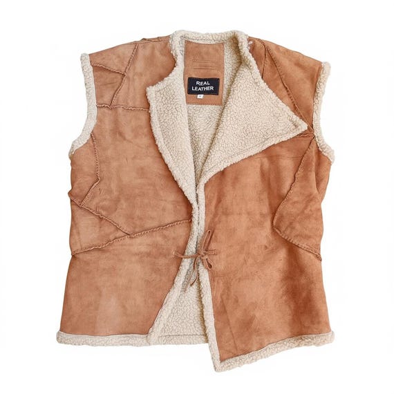 vest Handmade Man with No Name Vest: Brown Suede & Shearling Costume